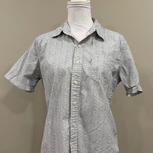 Men's White with Small Blue Flowers Short Sleeve Shirt